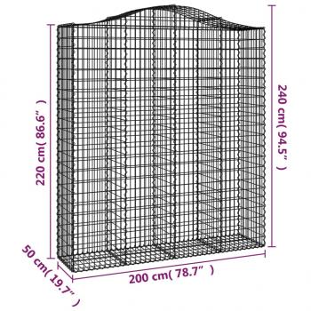 Gabionen mit Hochbogen 5 Stk. 200x50x220/240cm Verzinktes Eisen
