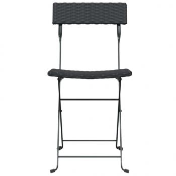 Bistrostühle 4 Stk. Klappbar Schwarz Poly Rattan und Stahl