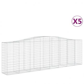 Gabionen mit Hochbogen 5 Stk. 400x50x120/140cm Verzinktes Eisen