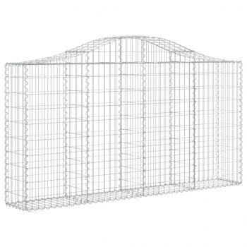 Gabionen mit Hochbogen 11Stk. 200x30x100/120cm Verzinktes Eisen