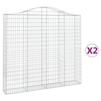 Gabionen mit Hochbogen 2 Stk. 200x30x180/200cm Verzinktes Eisen