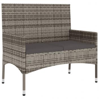 6-tlg. Garten-Lounge-Set mit Kissen Grau Poly Rattan