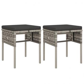 6-tlg. Garten-Lounge-Set mit Kissen Grau Poly Rattan