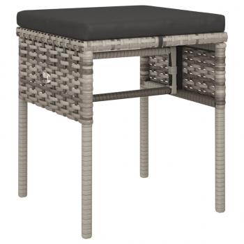 6-tlg. Garten-Lounge-Set mit Kissen Grau Poly Rattan
