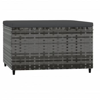 Gartenhocker mit Kissen Grau Poly Rattan