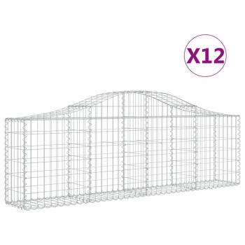 Gabionen mit Hochbogen 12 Stk. 200x30x60/80 cm Verzinktes Eisen