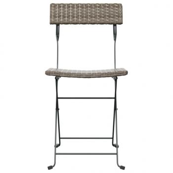 Bistrostühle 8 Stk. Klappbar Grau Poly Rattan und Stahl