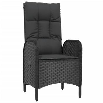 ARDEBO.de - 3-tlg. Garten-Essgruppe mit Kissen Schwarz Poly Rattan