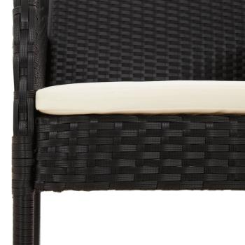 ARDEBO.de - 3-tlg. Garten-Essgruppe mit Kissen Schwarz Poly Rattan