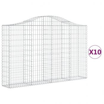 Gabionen mit Hochbogen 10Stk. 200x30x120/140cm Verzinktes Eisen