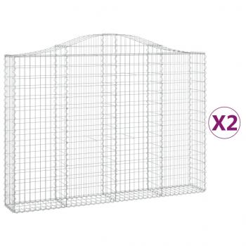 Gabionen mit Hochbogen 2 Stk. 200x30x140/160cm Verzinktes Eisen