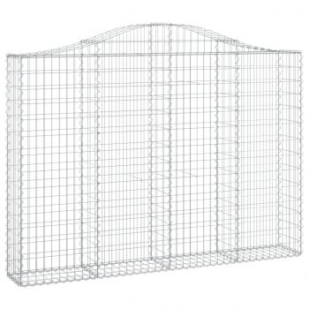 Gabionen mit Hochbogen 2 Stk. 200x30x140/160cm Verzinktes Eisen