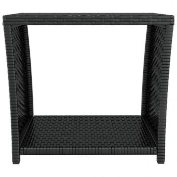 Beistelltisch mit Glasplatte Schwarz Poly Rattan & Hartglas