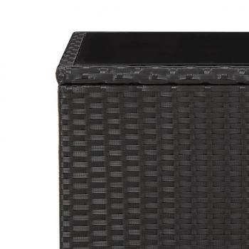 Beistelltisch mit Glasplatte Schwarz Poly Rattan & Hartglas