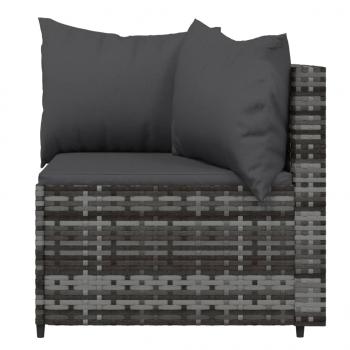 4-tlg. Garten-Lounge-Set mit Kissen Grau Poly Rattan