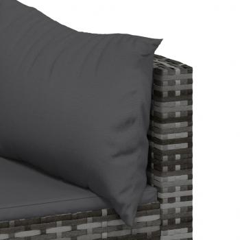 4-tlg. Garten-Lounge-Set mit Kissen Grau Poly Rattan