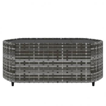 4-tlg. Garten-Lounge-Set mit Kissen Grau Poly Rattan