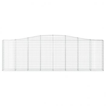 Gabionen mit Hochbogen 9 Stk. 400x30x120/140cm Verzinktes Eisen