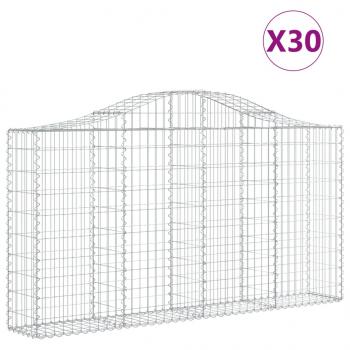 Gabionen mit Hochbogen 30Stk. 200x30x100/120cm Verzinktes Eisen