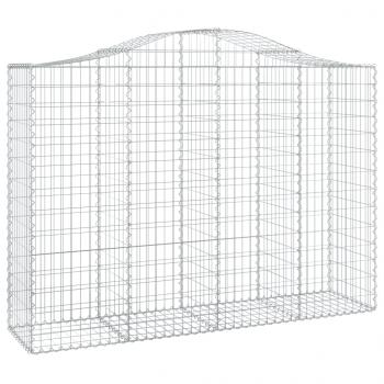 Gabionen mit Hochbogen 15Stk. 200x50x140/160cm Verzinktes Eisen