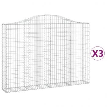 Gabionen mit Hochbogen 3 Stk. 200x30x140/160cm Verzinktes Eisen