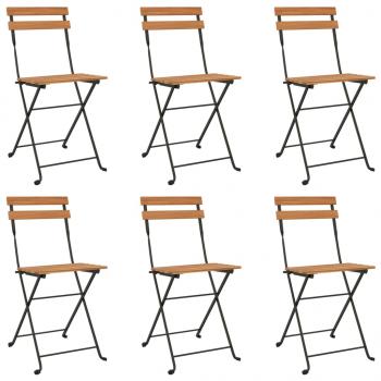 7-tlg. Bistro-Set Klappbar Massivholz Akazie und Stahl