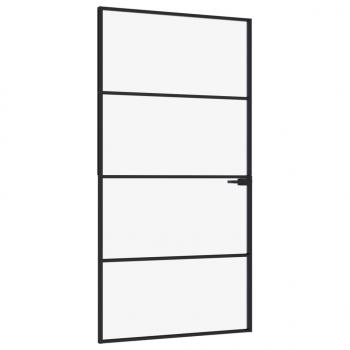 Innentür Schwarz 102x201,5 cm Hartglas & Aluminium Schlank