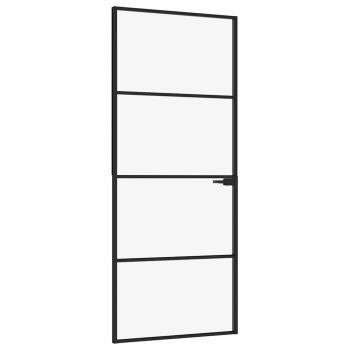 Innentür Schwarz 83x201,5 cm Hartglas & Aluminium Schlank