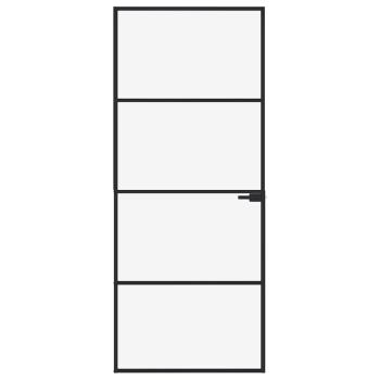 Innentür Schwarz 83x201,5 cm Hartglas & Aluminium Schlank