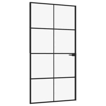 Innentür Schwarz 102x201,5 cm Hartglas & Aluminium Schlank