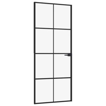 Innentür Schwarz 83x201,5 cm Hartglas & Aluminium Schlank