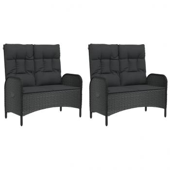 5-tlg. Garten-Essgruppe mit Kissen Schwarz Poly Rattan
