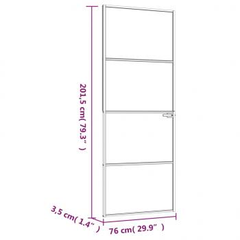 Innentür Schwarz 76x201,5 cm Hartglas & Aluminium Schlank