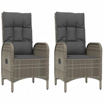4-tlg. Garten-Essgruppe mit Kissen Grau Poly Rattan