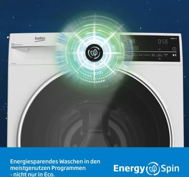 Beko BM3WFU3841X 8 kg Frontlader Waschmaschine, 60 cm breit, 1400 U/Min, EnergySpin, Kindersicherung, SteamCure, 15 Programme, weiß