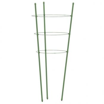 Pflanzenstützen mit 3 Ringen 5 Stk. Grün 75 cm Stahl