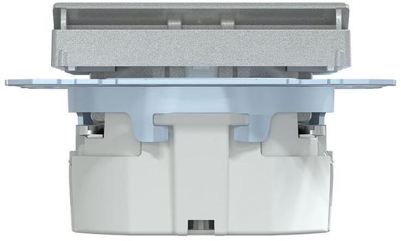 Merten SCHUKO Steckdose mit Lichtauslass und LED-Beleuchtungs-Modul, System M, erhöhter Berührungsschutz, Steckklemmen, aluminium matt (MEG2304-0460)