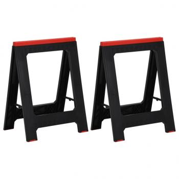 ARDEBO.de - Arbeitsböcke 2 Stk. Klappbar Schwarz & Rot Polypropylen 350 kg