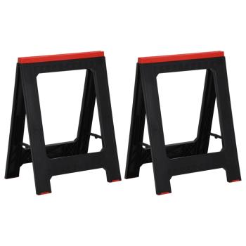 Arbeitsböcke 2 Stk. Klappbar Schwarz & Rot Polypropylen 350 kg