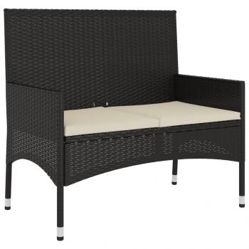 6-tlg. Garten-Lounge-Set mit Kissen Schwarz Poly Rattan