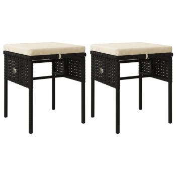 6-tlg. Garten-Lounge-Set mit Kissen Schwarz Poly Rattan