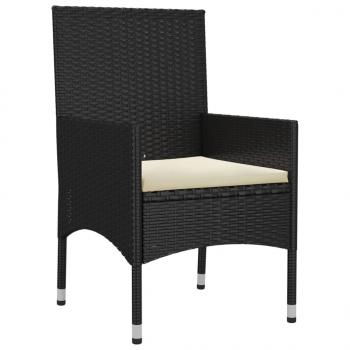 6-tlg. Garten-Lounge-Set mit Kissen Schwarz Poly Rattan