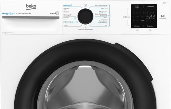 Beko BM3WFU3741X 7 kg Frontlader Waschmaschine, 60 cm breit, 1400 U/Min, EnergySpin, Kindersicherung, 15 Programme, SteamCure, weiß