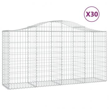 Gabionen mit Hochbogen 30 Stk 200x50x100/120cm Verzinktes Eisen