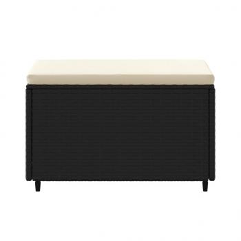 Gartenhocker mit Kissen Schwarz Poly Rattan