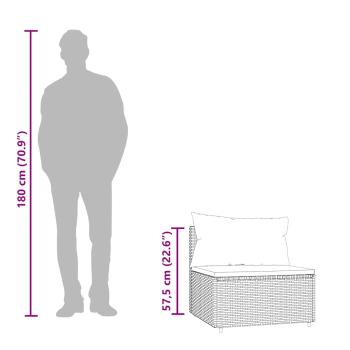 3-tlg. Garten-Lounge-Set mit Kissen Grau Poly Rattan