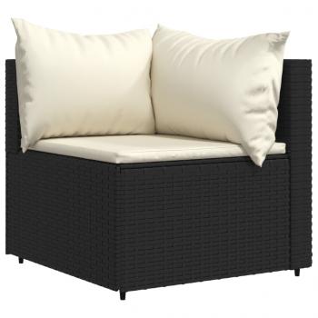 Garten-Ecksofa mit Kissen Schwarz Poly Rattan