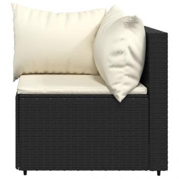 Garten-Ecksofa mit Kissen Schwarz Poly Rattan