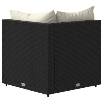 Garten-Ecksofa mit Kissen Schwarz Poly Rattan