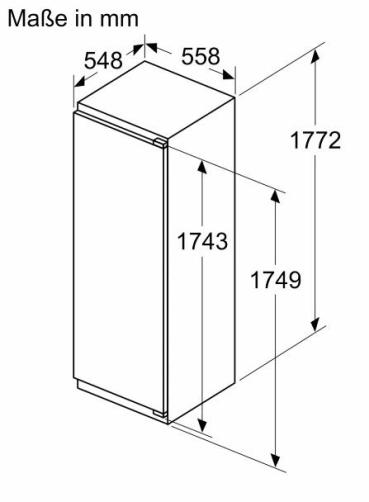Bosch KIL82NSE0 Serie 2 Einbau Kühlschrank mit Gefrierfach, Nichenhöhe 177,5 cm, 280 L, Schlepptürtechnik, Vario Zone, weiß